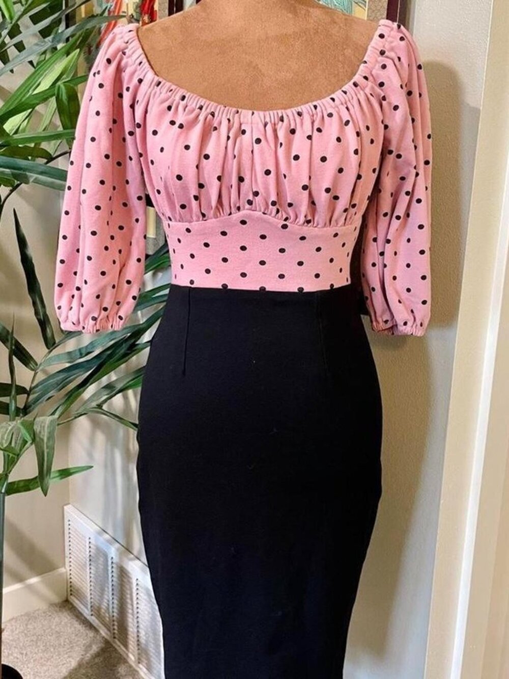 Vixen by Micheline Pitt Daydream Polka Dot Wiggle Dress XS